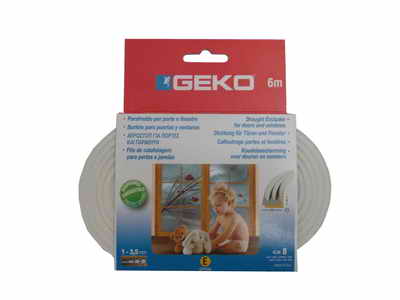 GEKO – Öntapadós gumi tömítő fehér EPDM 9x4mm / 6m E-profil G1000/4