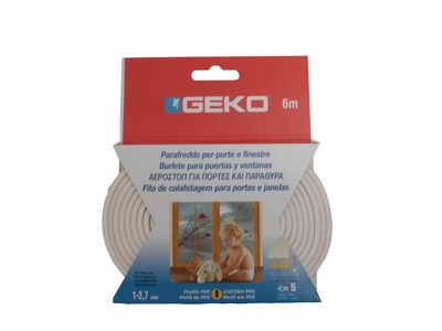 GEKO – Öntapadós gumi tömítő fehér PVC 9x3mm / 6m G1200/2
