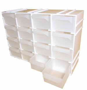 Szekrény alkatrésztároló tároló szortimenter ABS műanyag 16 fiók 22,5×7,2×15,5 cm LZ0122