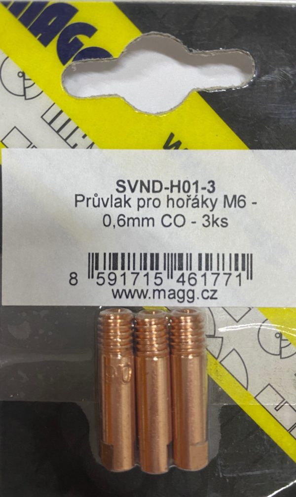 Áramátadó fúvóka 0,6 mm M6-os menet 6×25 mm Cu SVND-H01-3