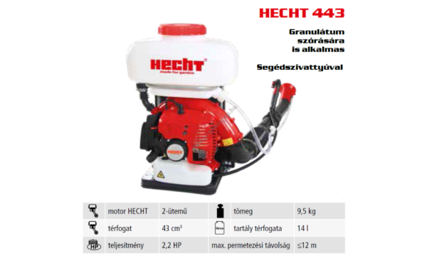 Hecht 443 benzinmotoros permetező és lombfúvó 43 cm3 14 l HECHT443