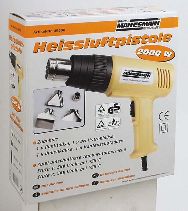 Mannesmann Hőlégfúvó pisztoly készlet 2000W MAN-49500