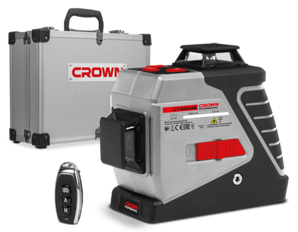 Crown Vonallézer keresztvonal szintezőlézer lézeres szintező 3D ipari gép + távirányító  CT44048-RMC