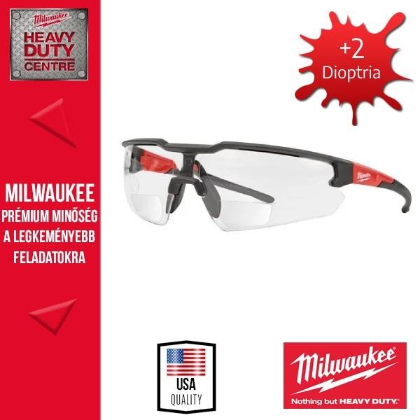 Milwaukee Védőszemüveg víztiszta munkavédelmi szemüveg védő szemüveg +2 4932478911