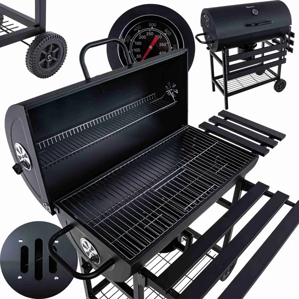 GEKO hordó típusú faszenes grill fedővel - 71x35cm ráccsal G80514