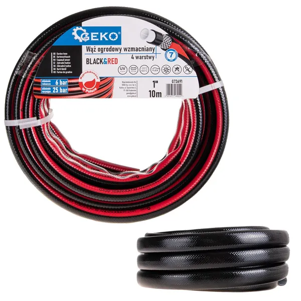 GEKO BLACK&RED locsolótömlő 1" 10m G73691