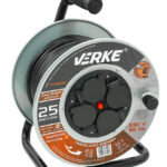 VERKE acél kábeldob hosszabbító 3x2,5mm 25m 4 zárt aljzat IP20 V70020